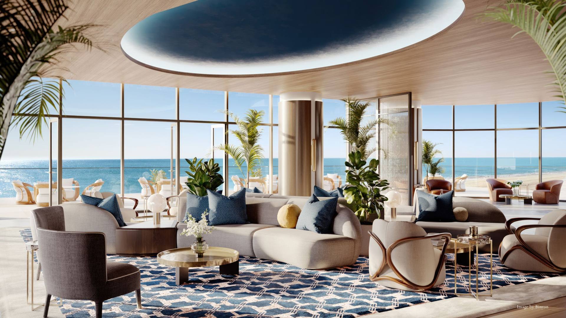 The Ellipse Club lounge — The St. Regis Residences, Sunny Isles Beach (artist rendering)
