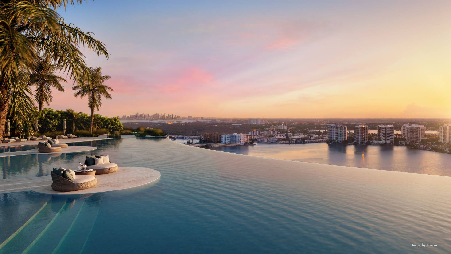The Sunset Pool deck — The St. Regis Residences, Sunny Isles Beach (artist rendering)