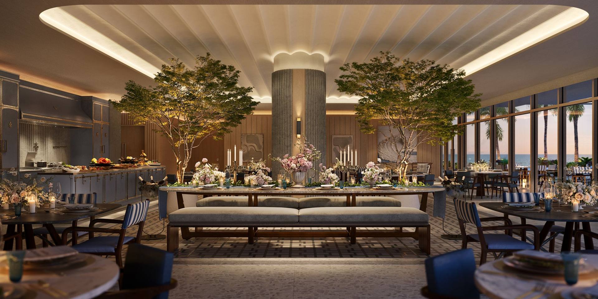 Beach bar and grill, indoor dining (concept) — The St. Regis Residences, Sunny Isles Beach (artist rendering)