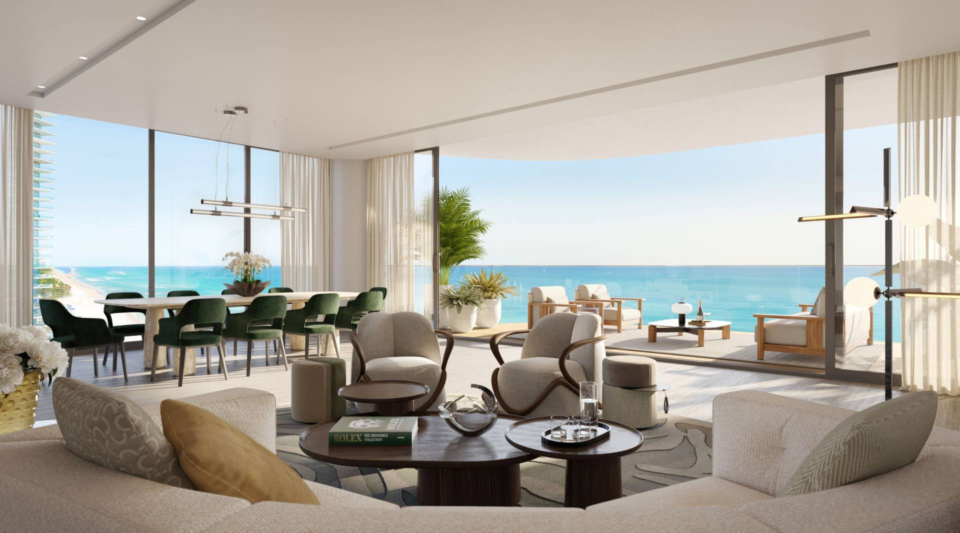 Great room, Residence 1801 — The St. Regis Residences, Sunny Isles Beach (artist rendering)